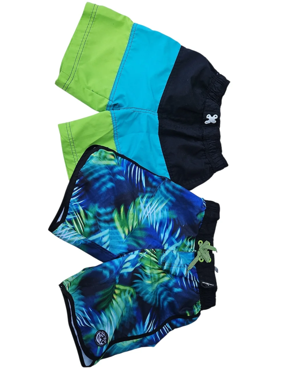 Boys Tropical Blue & Green Swim Trunks Set